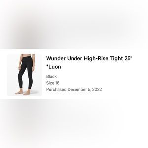 Black Lululemon Wunder Under Leggings ✨ Size 16. Like new condition.